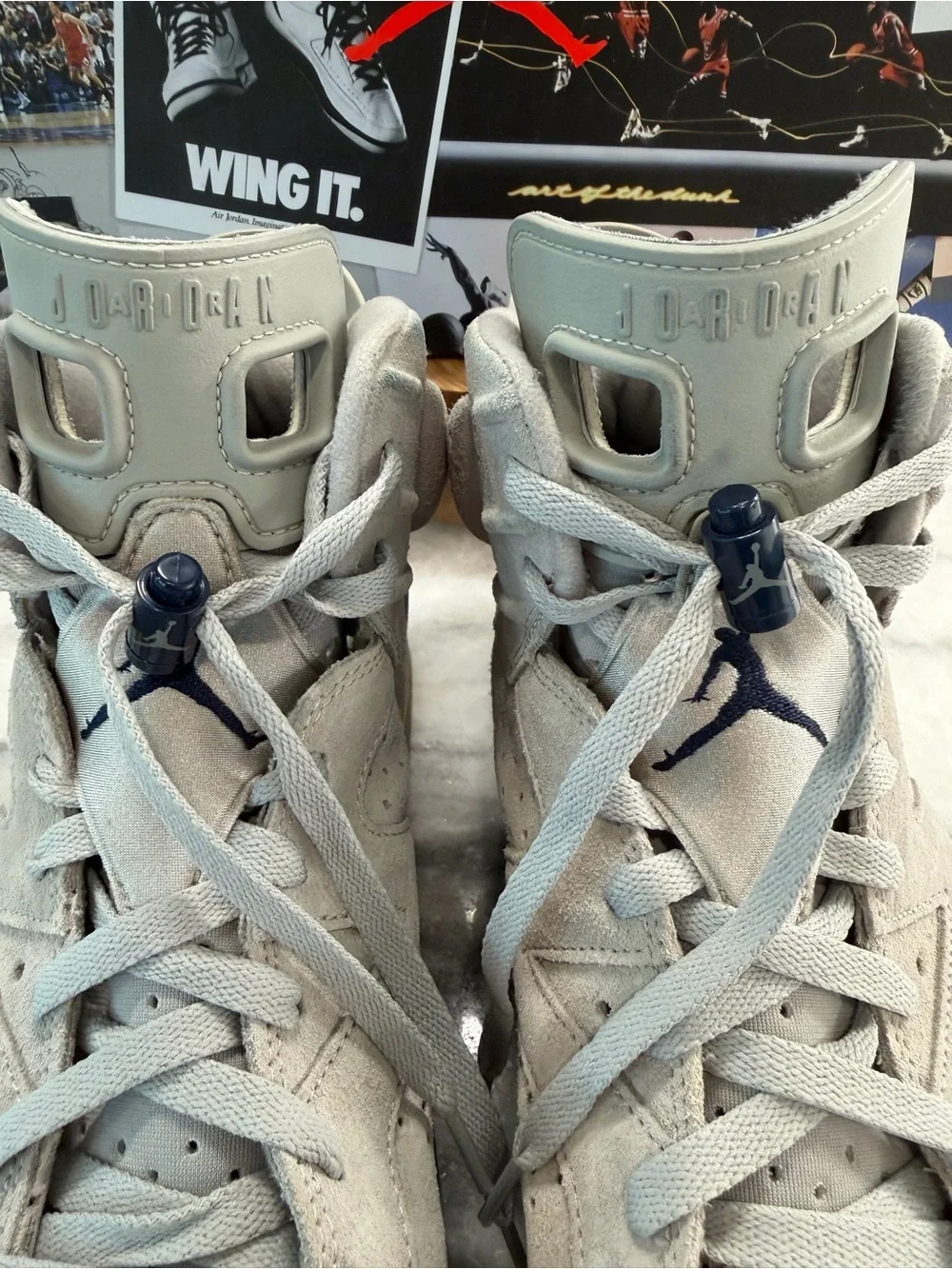 Air Jordan 6 Men's Suede High-Top Sneakers in Light Grey
